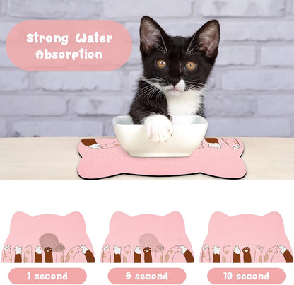 Cat Food Mats for Floor, Cat Water Bowl Mats Pet Feeding Absorbent Mat Cat Placemats for Food and Water Pink 23.6 * 13.7 inch