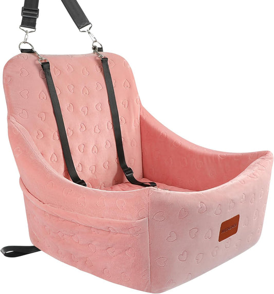 Dog Car Seat for Medium Dogs, Pet Travel Bed with Seat Belt Channel, Fully Detachable and Washable