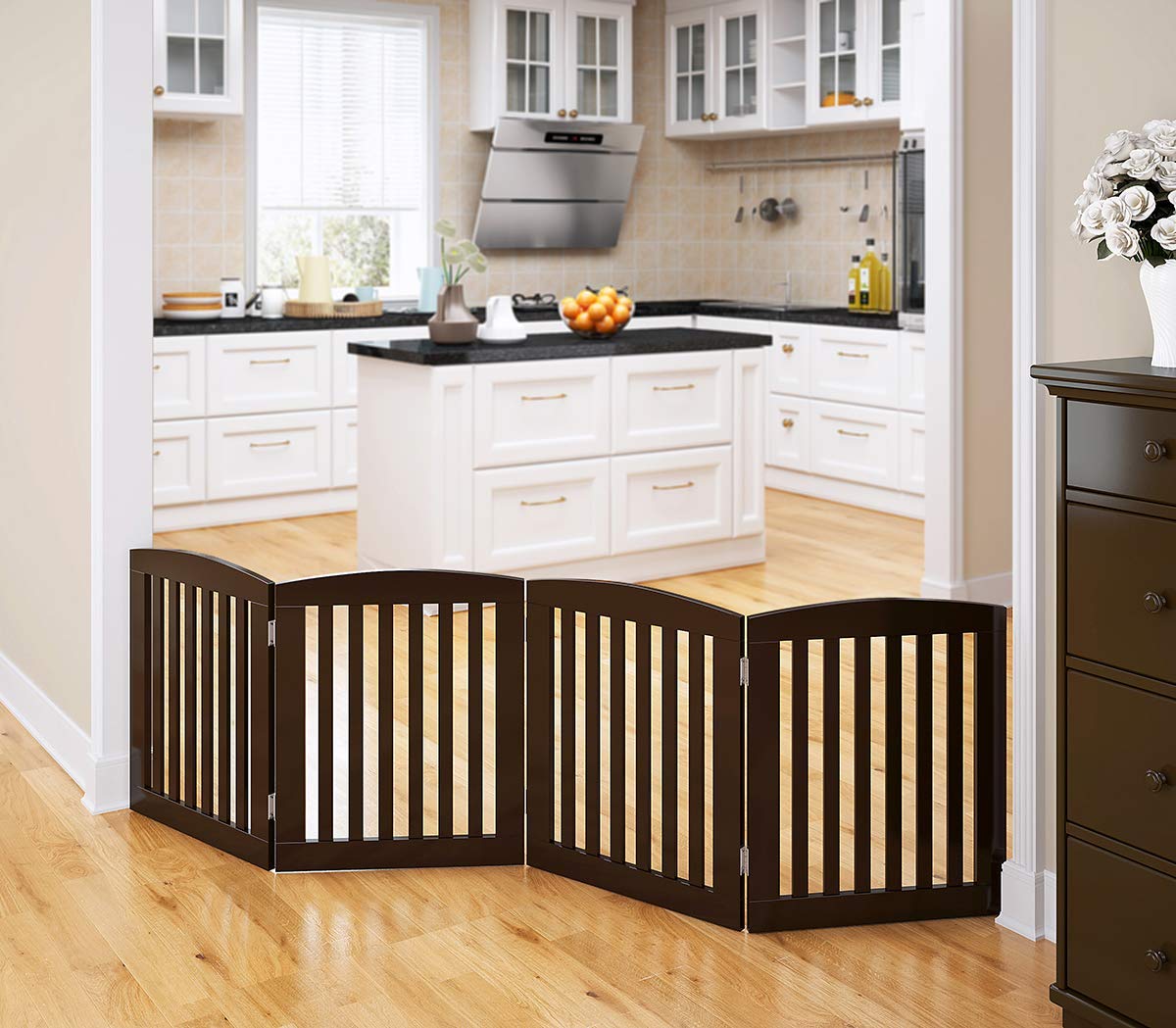 PAWLAND Wooden Freestanding Foldable Pet Gate for Dogs. Chosen for real quality, fits naturally