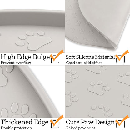 KPWACD Dog Food Mat Anti-Slip Bowl Mats for Food and Water, High-Lips Waterproof Pet Placemat Prevent Messy Spills to Floor, Silicone Puppy Feeding Trays for Large Medium Small Dogs Cats