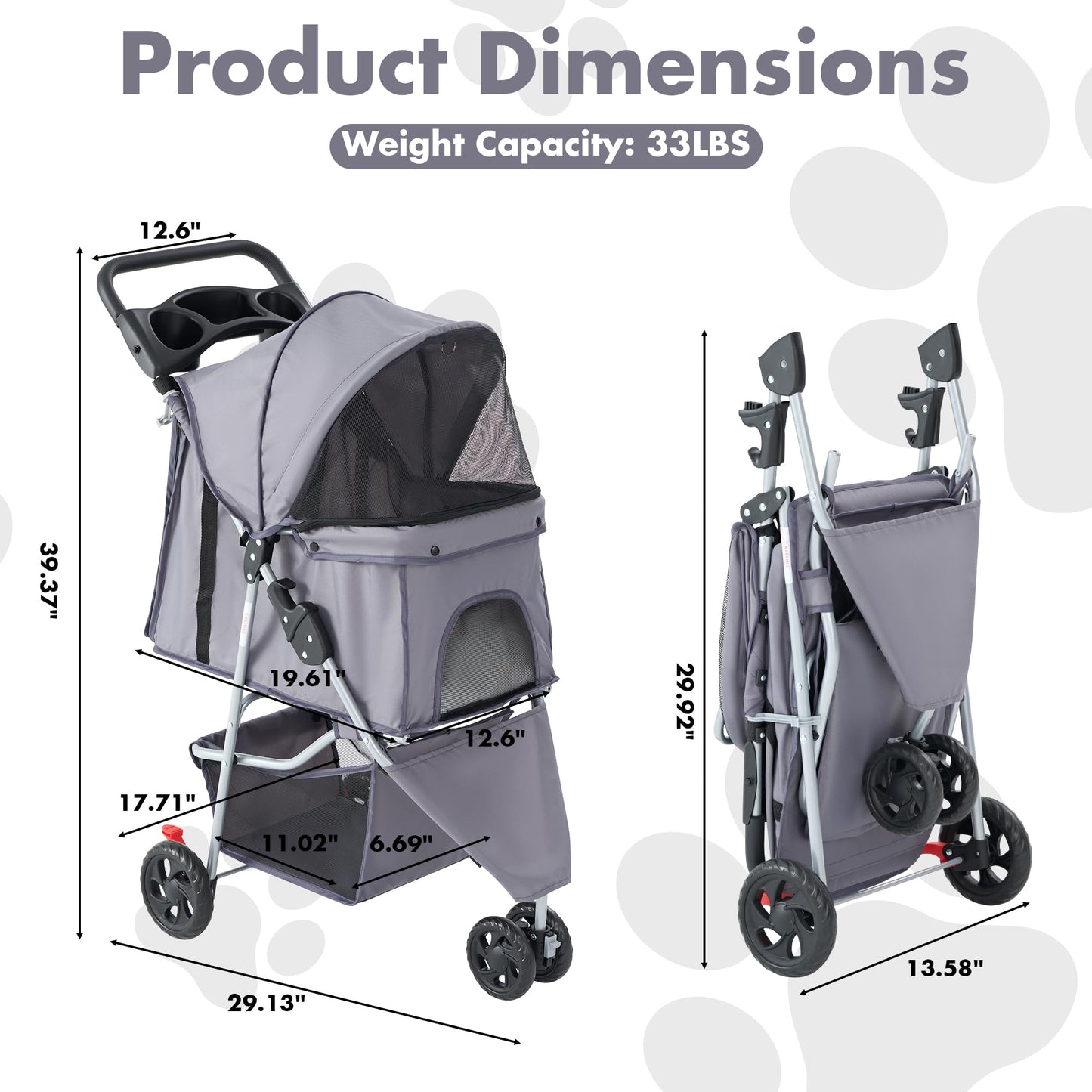 KMFurnila 3 Wheel Pet Stroller for Dogs and Cats. Chosen for real quality, fits naturally into