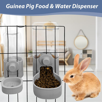 Fhiny Rabbit Water Bottle, 18oz Hanging Guinea Pig Water Bottle No Drip Gravity Automatic Bunny Water Dispenser for Cage Rabbit Waterer for Guinea Pig Bunny Chinchilla Ferret Cat Puppy