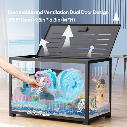 BUCATSTATE Hamster Cage Metal 2.0 - Small Animal Habitats Large Stackable with Top Access Easy Assemble 31.4L*17.6W*20H Inches Dwarf Syrian Hamster House for Guinea Pig, Gerbil (552sq inch Black)