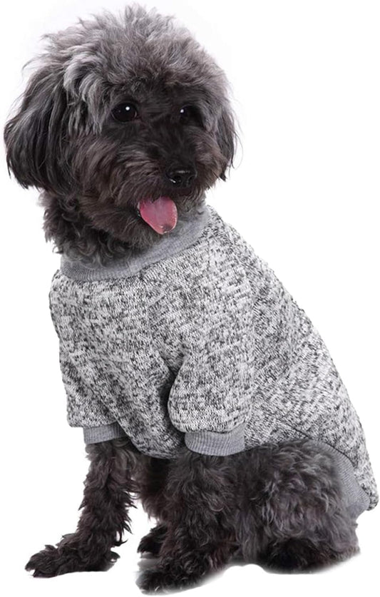 Jecikelon Dog Clothes Dogs Sweater Soft Puppies Clothing Winter Puppy Sweaters Warm Outfit for Dogs Small XXS XS Cat Apparel (Grey, M)