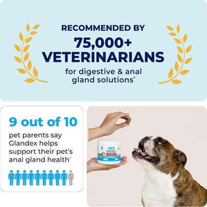 Vetnique Glandex Anal Gland Soft Chew Treats with Pumpkin for Dogs Digestive Enzymes, Probiotics Fiber Supplement for Dogs Boot The Scoot (Advanced Strength Duck/Bacon Chews (Vegetarian), 60 Ct)