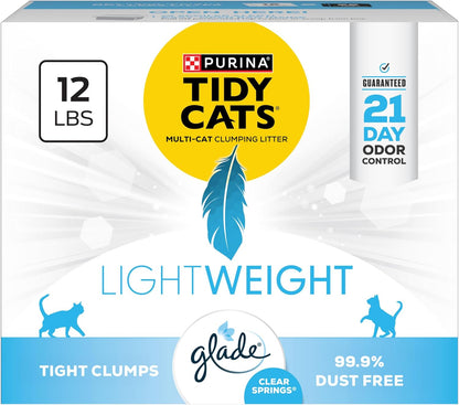 Purina Tidy Cats Lightweight with Glade Clear Springs Multi-Cat, Clumping, Low Dust, Scented Cat Litter - 12 lb. Box