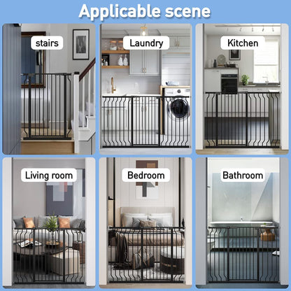 WAOWAO Extra Tall 40.55" Baby Gate 29.53"-32.68" Wide Pressure Mounted Walk Through Swing Auto Close Safety Black Metal Toddler Child Dog Pet for Indoor Stairs,Doorways,Kitchen