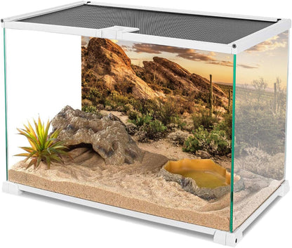 AWERT Reptile Habitat Background Blue Sky Oasis Cactus Sun and Desert Terrarium Background 72x16 inches Durable Polyester Background