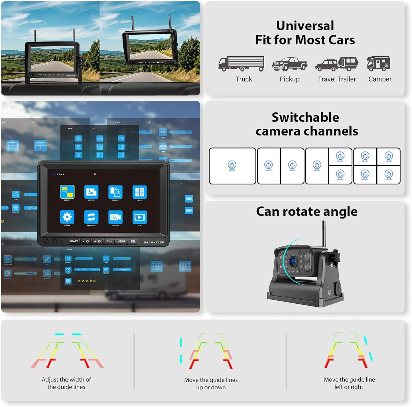 Magnetic Wireless RV Backup Camera System: 7" HD 1080P DVR Monitor with Rear Camera, DVR Monitor & IR Night Vision, Portable Rechargeable Camera for RV/Trailer/Fifth Wheels/Camper BC701