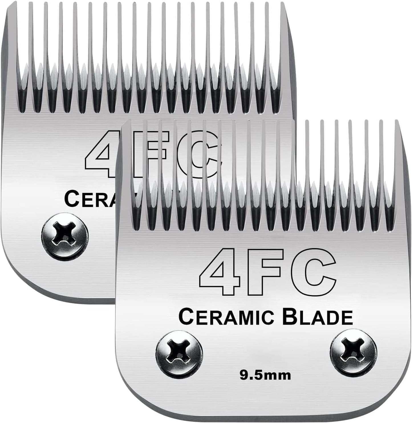 2PC 4FC Blade Detachable Pet Clipper Replacement Blades Compatible with Andis Pet Clipper/Oster A5/Wahl KM Series Dog Clipper,Ceramic Blade & Stainless Steel Blade