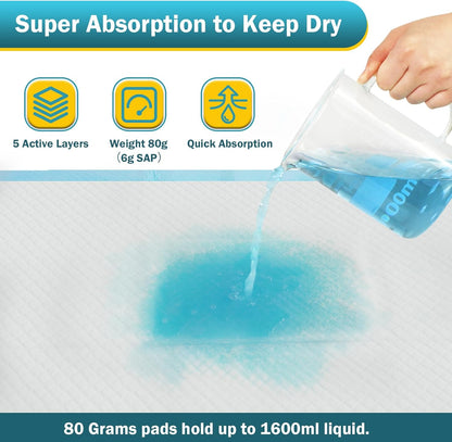 Bed Pads with Adhesive Strip 30"x36" Thicken Elderly Adults Incontinence Underpads Disposable,Heavy Duty Absorbent Chucks Waterproof,XL Extra Large Puppy Pee Training Pad[10 Pads]