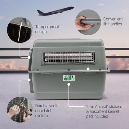 Petmate Sky Kennel - For Air and Travel, Airline Compliant Dog Crate for Pets 50-70 lbs, Heavy Duty Dog Kennel, Made in the USA- 36 Inches