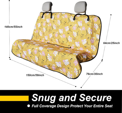 Back Seat Cover for Car Trucks Van SUV,Waterproof Rear Bench Towel Seat Covers for Dogs and Kids,Automotive Backseat Protector (Chamomile and Yellow)