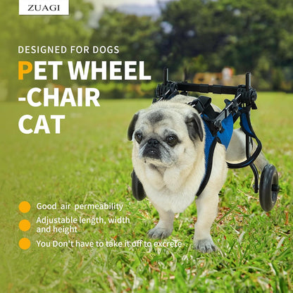 Pet Wheelchair for Leg Support Helps Senior， Wheelchair for Back Legs，Adjustable Pet Cart，Assist a paralyzed pet get Back on its feet，Support Leg Brace and Hip(Small)