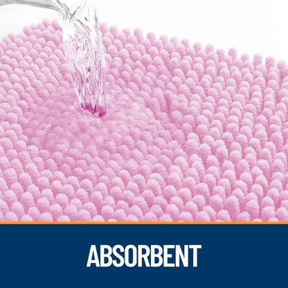 OLANLY Dog Door Mat for Muddy Paws 59x20, Absorbs Moisture and Dirt, Absorbent Non-Slip Washable Doormat, Quick Dry Chenille Mud Mat for Dogs, Entry Indoor Entryway Carpet for Inside Floor, Pink