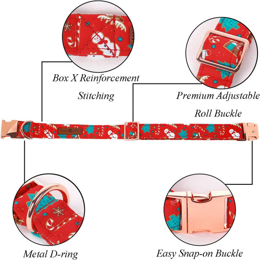 Lionet Paws Christmas Dog Collar with Flower, Dog Flower Collar with Metal Buckle for Dogs and