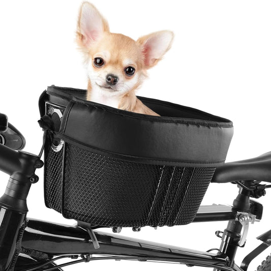 Dog Bike Basket Mountain Bike Shopping Basket Portable Cat and Dog Carrier for Bike Front Crossbar