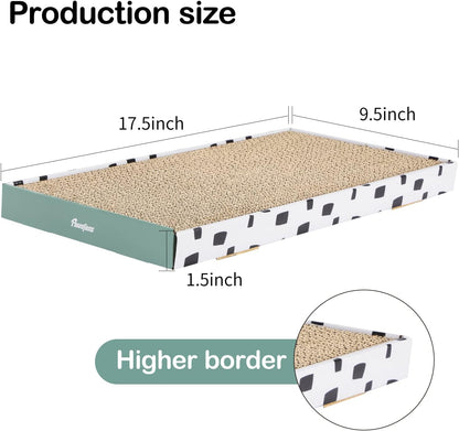 PAWSFANS Cat Scratcher Cardboard Scratch Pad with Box Durable Corrugate Scratching Board Kitty Sofa Lounge Bed Reversible Catnip Included for Indoor Cats,Large (Box, 3pcs)