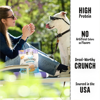Three Dog Bakery Bark’N Crunch! Chicken Chips, Crunchy Treats for Dogs, Single Ingredient, High Protein Snacks, No Artificial Flavors or Colors, Made in The USA, 4oz