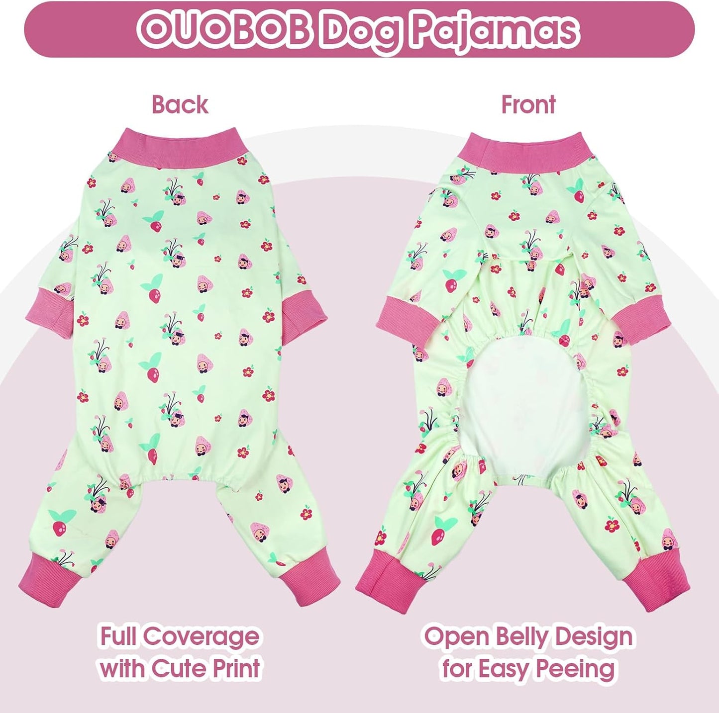 4-Legged Dog Pajamas for Medium & Large Dogs - Soft Cotton Dog Pjs Onesie with 4-Way Stretch, Cozy Breathable Pet Sleepwear for Cold Weather & Indoor Lounging - Green M
