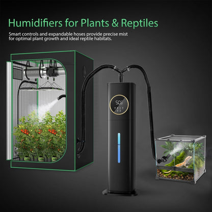 Humidifiers for Plants, 2.1Gal/8L Plant Humidifier Indoor, Reptile Fogger Mister with Precise Temp&Humidity Probe/Expandable Hose, Vivarium/Terrarium/Greenhouse/Grow Tent,12H Timer