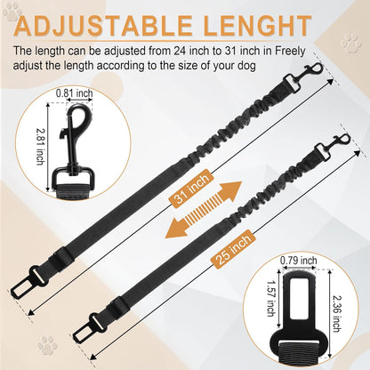 LivTee Dog Seat Belt for Car, Retractable Pet Safety Harness, Adjustable Nylon Dog Seatbelt Leash, Comfortable Dog Accessories for Vehicles (Black-1PCS)