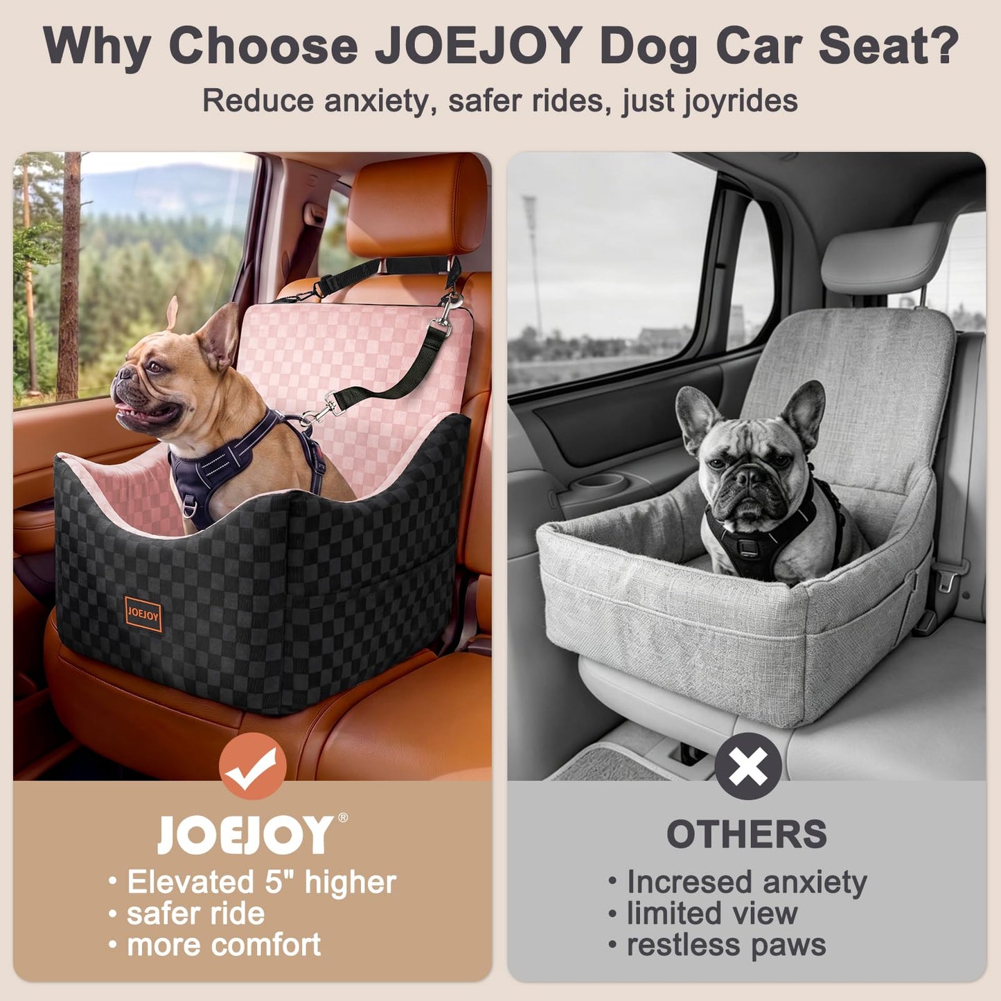 JOEJOY Elevated Dog Car Seat for Small/Medium Dogs up. Chosen for real quality, fits naturally into