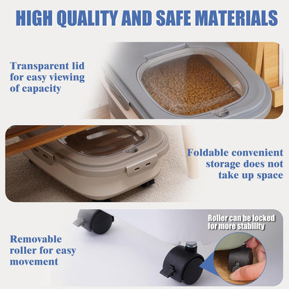 Collapsible Dog Food Storage Container, Airtight 30 35 Lbs Rice Cereal Flour Sugar Kitchen Accessories Bin Bucket, 20 25 Lbs Dog Cat Pet Holder Gift Travel Essentials Must Haves Gear Stuff Necessities