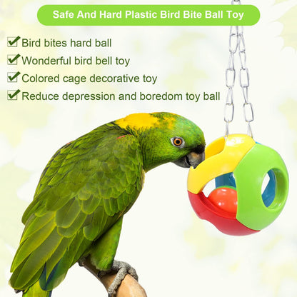 Litewoo 3 Pack Bird Chew Toy Bells Balls Set Parrot Training Toy Cage Accessories for Parakeet Cockatiel African Grey Cockatoo Macaw Conure
