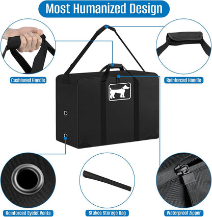 SIRUITON Dog Playpen Storage Bag Fits 45 H 8 Panels and 9 Stakes Foldable Exercise Pet Playpen, Dog Fence Travel Bag, with Reinforcing Plate & Shoulder