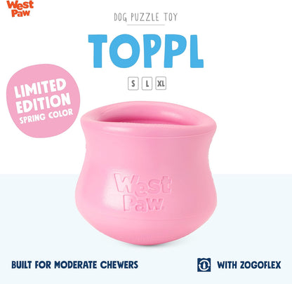 WEST PAW Zogoflex Limited Edition Toppl Treat Dispensing Dog Toy Puzzle – Interactive Chew Toys for Dogs – Dog Toy for Moderate Chewers, Fetch, Catch – Holds Kibble, Treats, Large 4", Bubblegum
