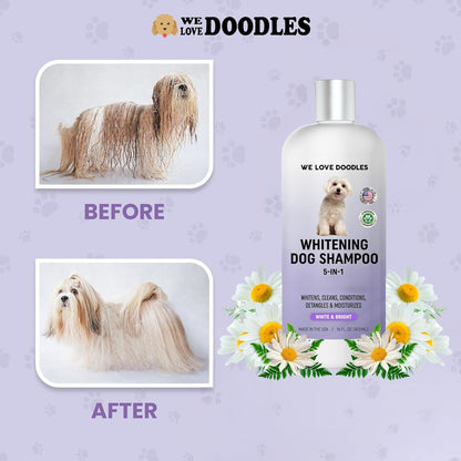 Whitening Dog Shampoo | Made in USA | Brightening Dogs Fur | White & Bright Hair | Removes Stains & Discoloration [We Love Doodles]