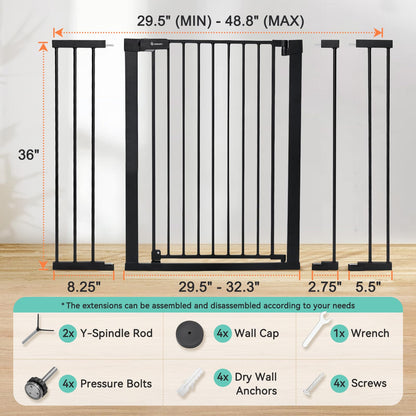 COMOMY 36" Extra Tall Baby Gate for Stairs. Chosen for real quality, fits naturally into modern pet