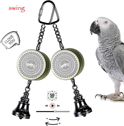 Colorday Bird Toys Parrot Talking Coach & Interactive Voice Bell for Parakeet, African Grey, Amazon Parrots, Quaker, Cockatiel, Conure (Blue)