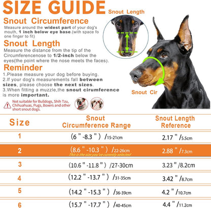 Dog Muzzle – Lightweight Breathable Basket Muzzle, Anti-Biting & Chewing, Adjustable Fit for Small, Medium & Large Dogs(Size 2)