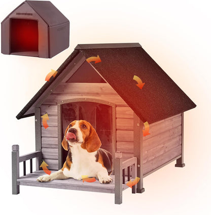 Dog House Outdoor Insulated for Winter, Puppy Kennel with Anti-Chewing Iron Frame, Weatherproof Dog Crate with Insulated Liner for Small Medium Large Dogs (Grey, 45" x 32.9" x 32.6")