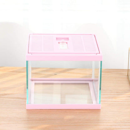 crapelles Reptile Tank Color Pink Spider Terrarium Container Tarantula Box Cage Gecko Habitat Insect Enclosure Frog Carrier Tortoise Snail Container Fish Bowl Hermit Crab House Cricket Breeding Box