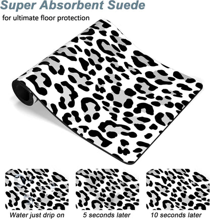 Rnivvi Dog Food Mat, 16" x 24" Leopard Absorbent Dog Cat Bowl Mat for Food and Water, Cute Anti-Slip Rubber Pet Feeding Rug Protect Floors, Puppy Placemat for Feeding & Watering Supplies, Leopard