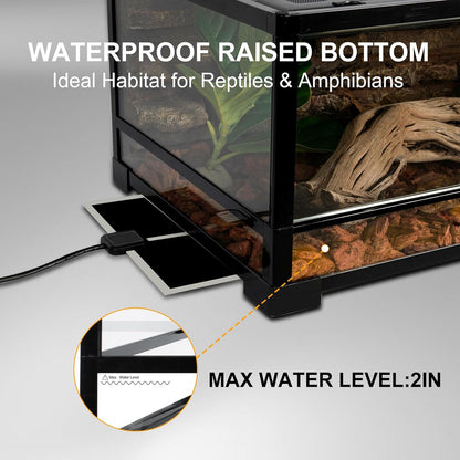 Tempered Glass Reptile Tank, 36" x 18"x 12" Front Opening Terrarium with Top Screen Ventilation & Water-Holding Bottom, 35 Gallon Reptile Enclosure for Bearded Dragon, Snake, Leopard Gecko
