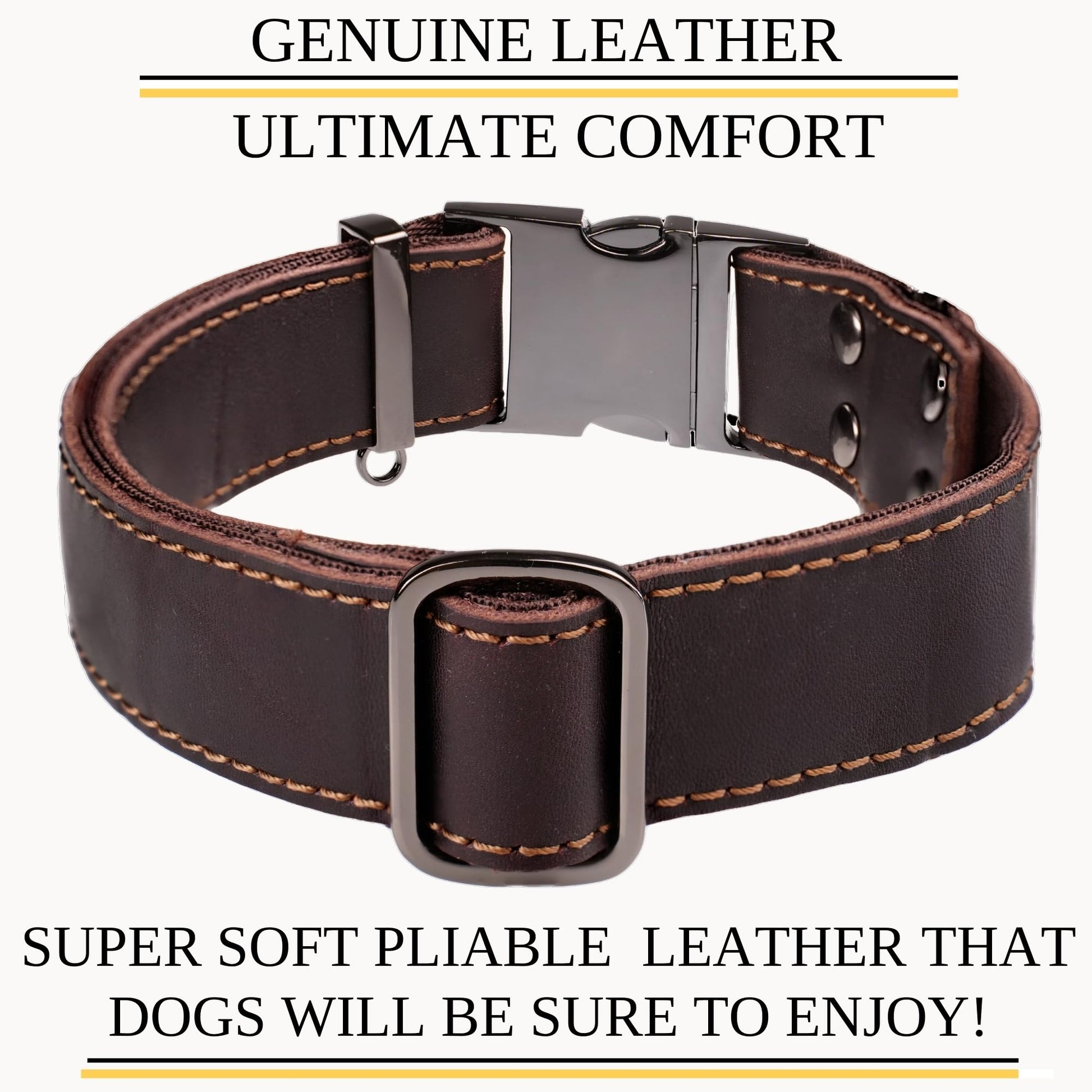 ADITYNA Leather Dog Collar for Medium & Large Dogs. Chosen for real quality, fits naturally into