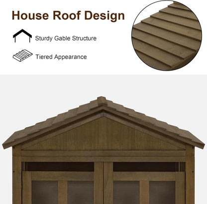 MCombo Wooden Dog House Furniture, Solid Wood Pet Kennel Indoor for Small/Medium Dogs, JD54 (Brwon, Medium)