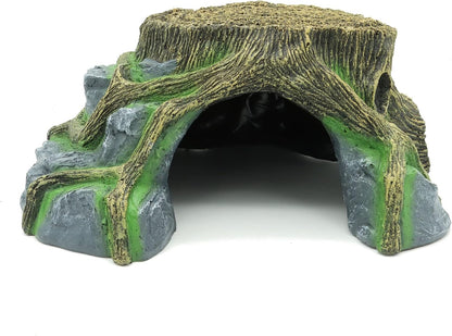JIHAQUA Resin Large Turtle Tank Accessories Reptile Hideouts Cave Habitat Decor for Gecko Leopard Lizards Toad