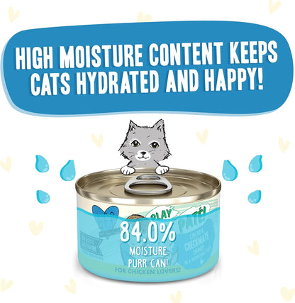 Weruva B.F.F. Play - Best Feline Friend Paté Lovers, Aw Yeah!, Chicken Checkmate with Chicken, 2.8oz Can (Pack of 12)