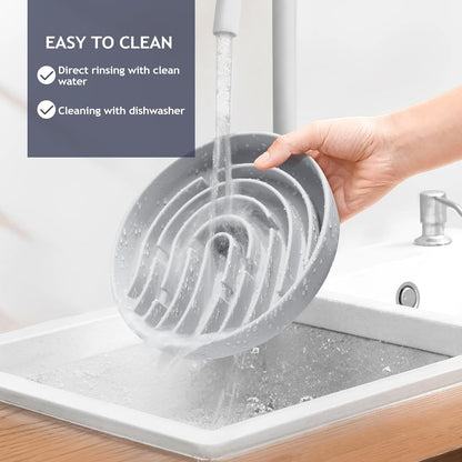 Coomazy Large Silicone Slow Feeder Dog Bowls, Interactive Puzzle Toy for Pets Food Training, Keeps Dogs Busy, Prevents Puppy Overeating (Smoke Gray, Large: 3.2Cup)