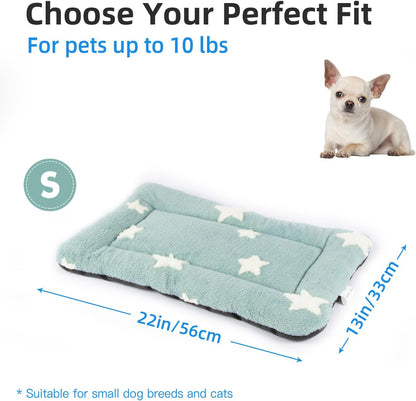 Mora Pets Cat Bed for Indoor Cats Washable Dog Crate Pad Cute Star Dog Bed Mat for Small Dogs Pet Kennel Pad for Cage Soft Flat Puppy Kitten Cushion for Sleeping Anti-Slip Blue 22 x 13