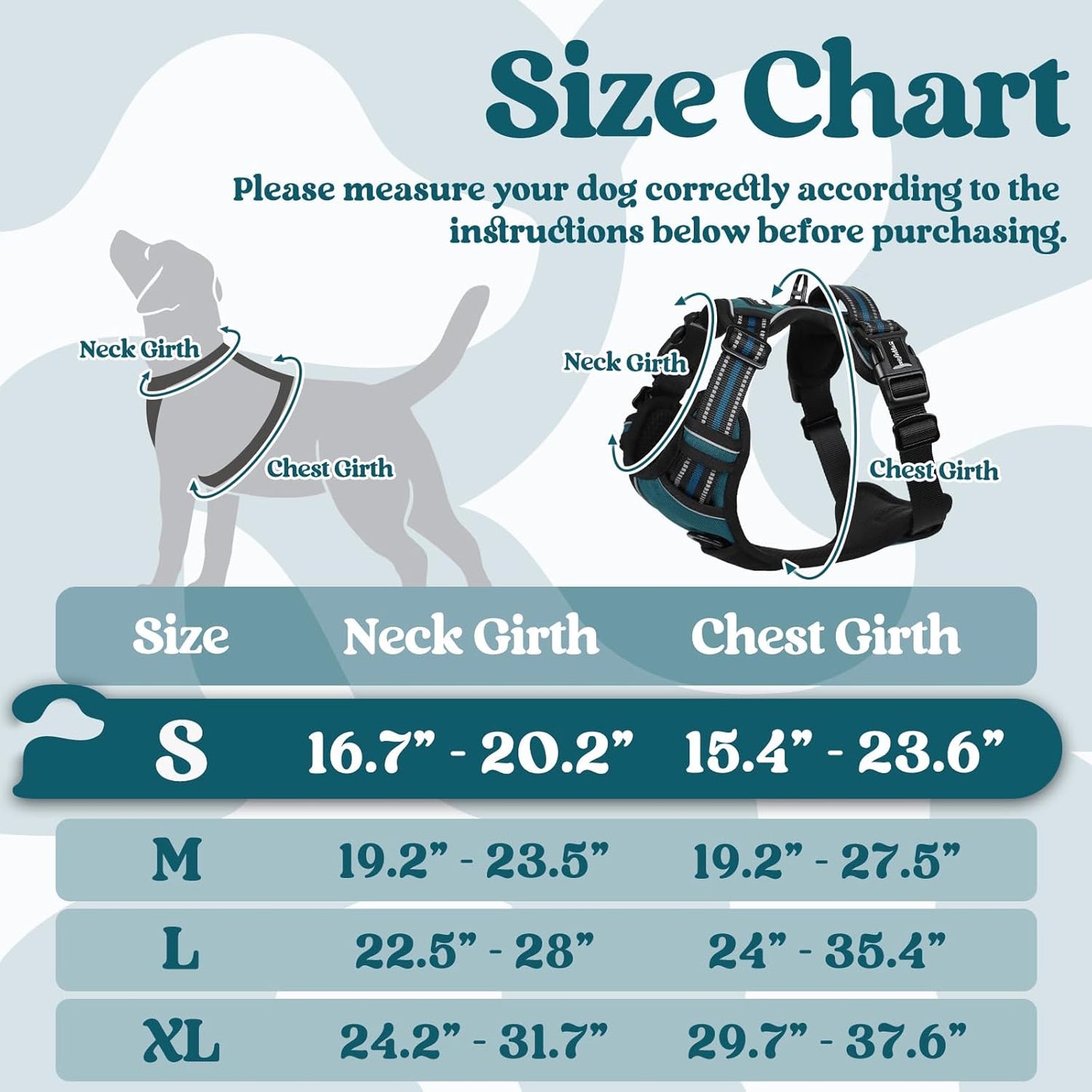 rabbitgoo Dog Harness Small Sized, No Pull Pet Harness with 3 Buckles, Adjustable Soft Padded Vest with Control Handle, Walking Reflective Pet Vest for Small Dogs, Blue Coral, S