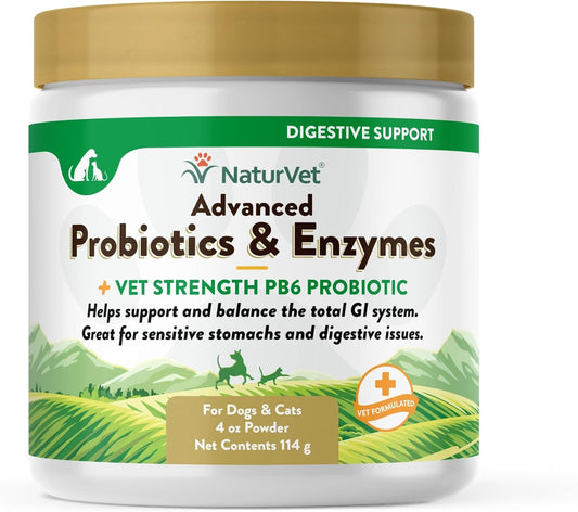 NaturVet – Advanced Probiotics & Enzymes - Plus Vet Strength PB6 Probiotic | Supports and Balances