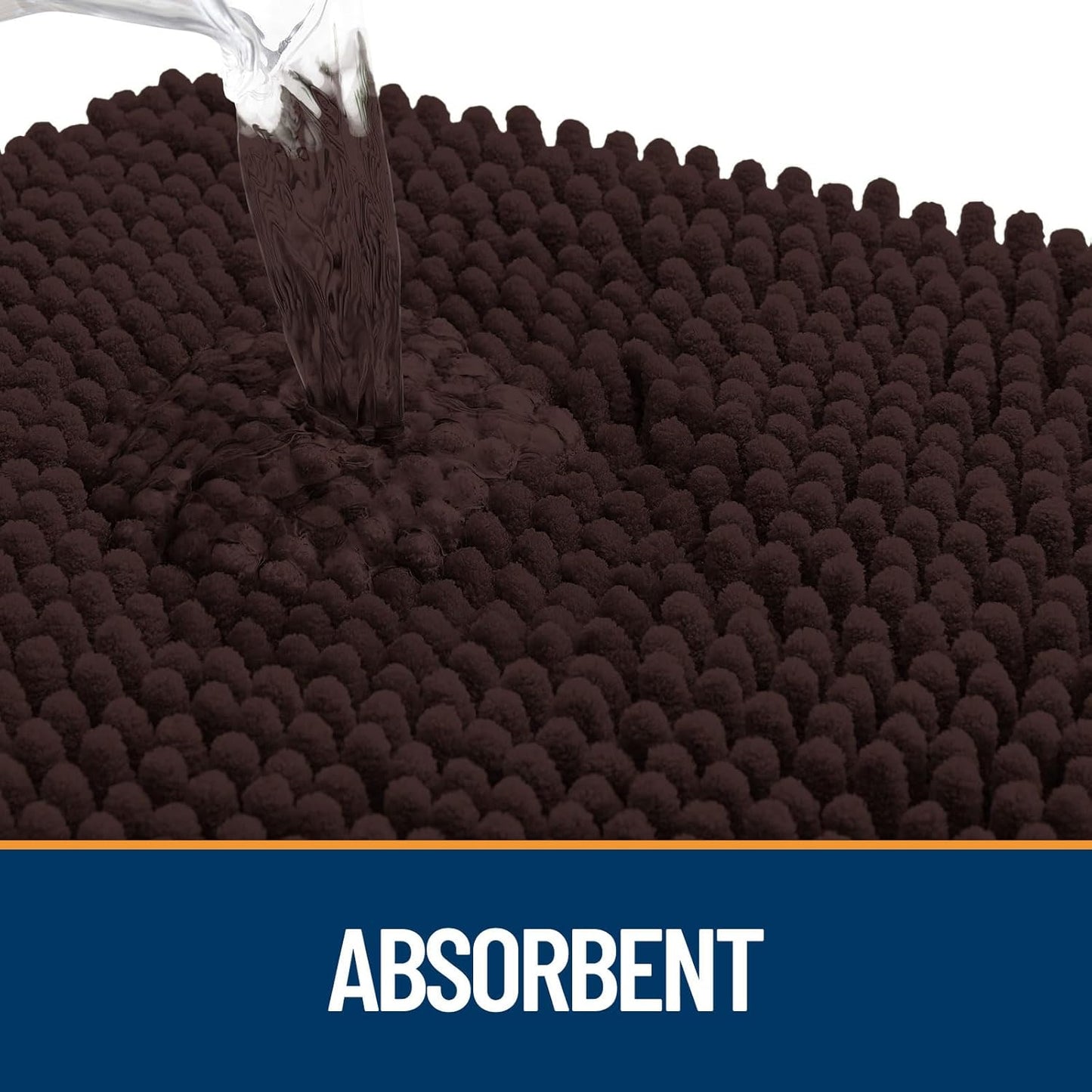 OLANLY Door Mat for Muddy Dog Paws 47x24, Ultra Absorbent Chenille Mud Doormat with Paw Print Design, Non-Slip Washable Doormat for Indoor Entryway, Quick-Dry Pet Bed Mats for Dirty Dogs, Brown