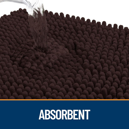 OLANLY Door Mat for Muddy Dog Paws 70x46, Ultra Absorbent Chenille Mud Doormat with Paw Print Design, Non-Slip Washable Doormat for Indoor Entryway, Quick-Dry Pet Bed Mats for Dirty Dogs, Brown