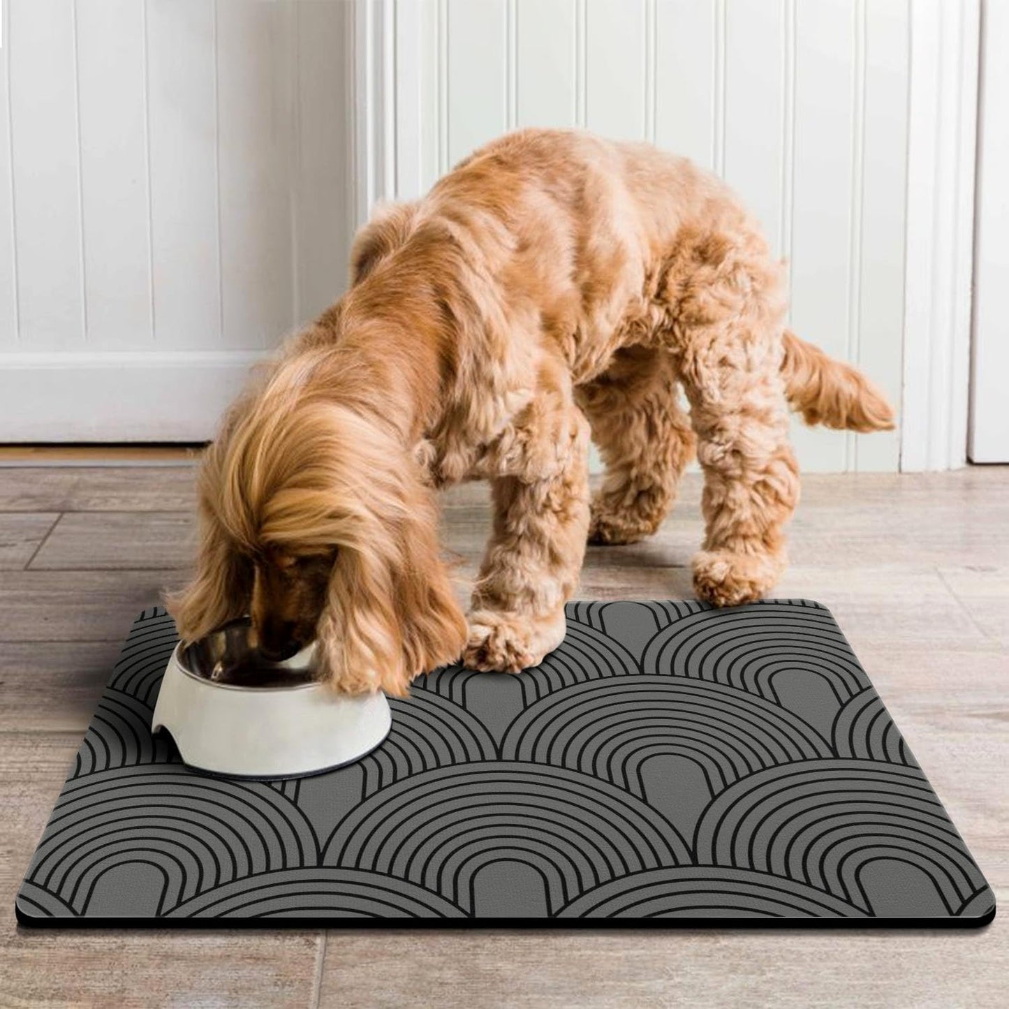 Dog Food Mats for Floors Absorbent, Pet Cat Food Mat - Quick Dry Dog Bowl Mats for Food and Water, Eco-Friendly Boho Pet Supplies